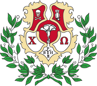 The crest of the Chi Omega sorority